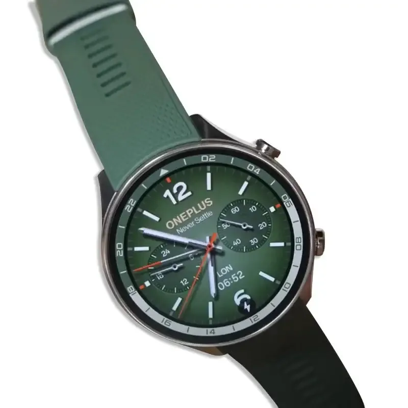 OnePlus Snapdragon Smartwatch with AMOLED Screen and Green Strap