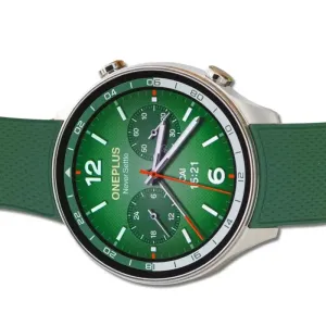 OnePlus Snapdragon Smartwatch with AMOLED Screen and Green Strap