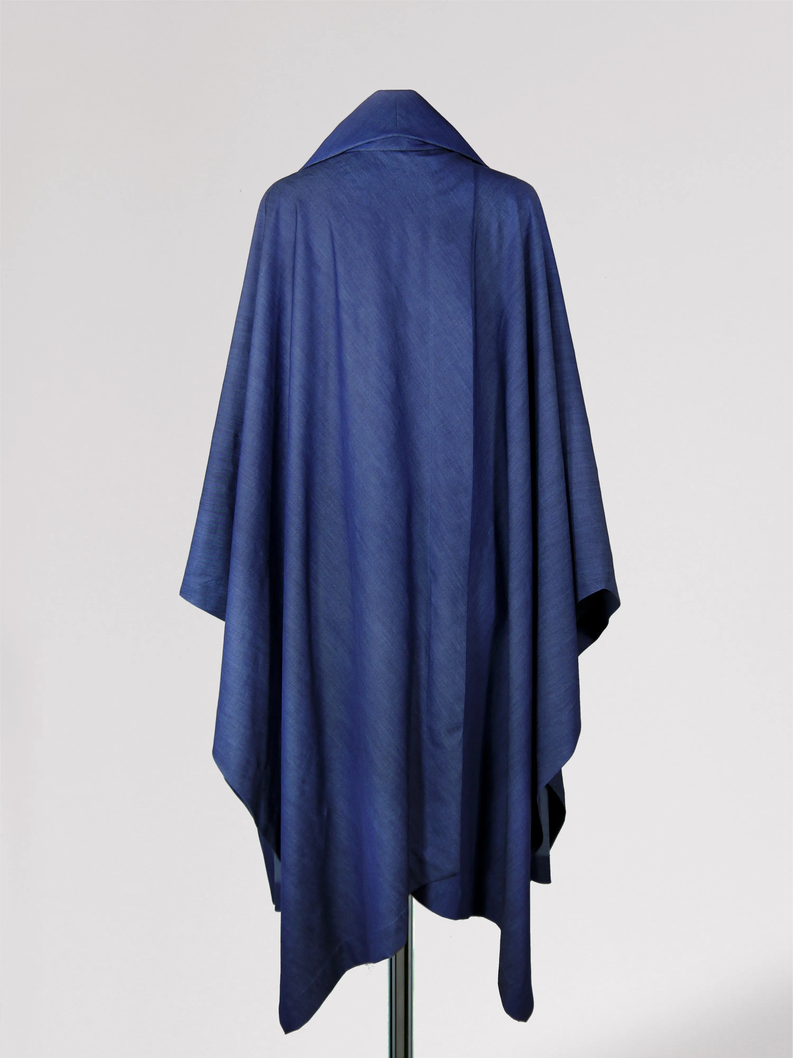 Origami Stain Collar Denim Cape  Navy Light Design