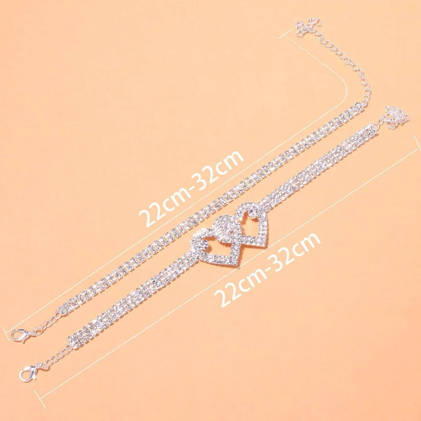 Personalized Double Heart Bracelet Anklet