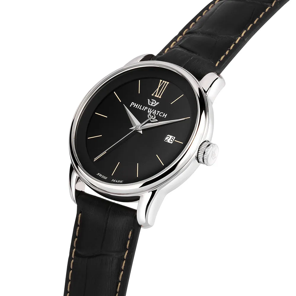 Philip Anniversary Black Leather Men's Swiss Made Watch - R8251150004