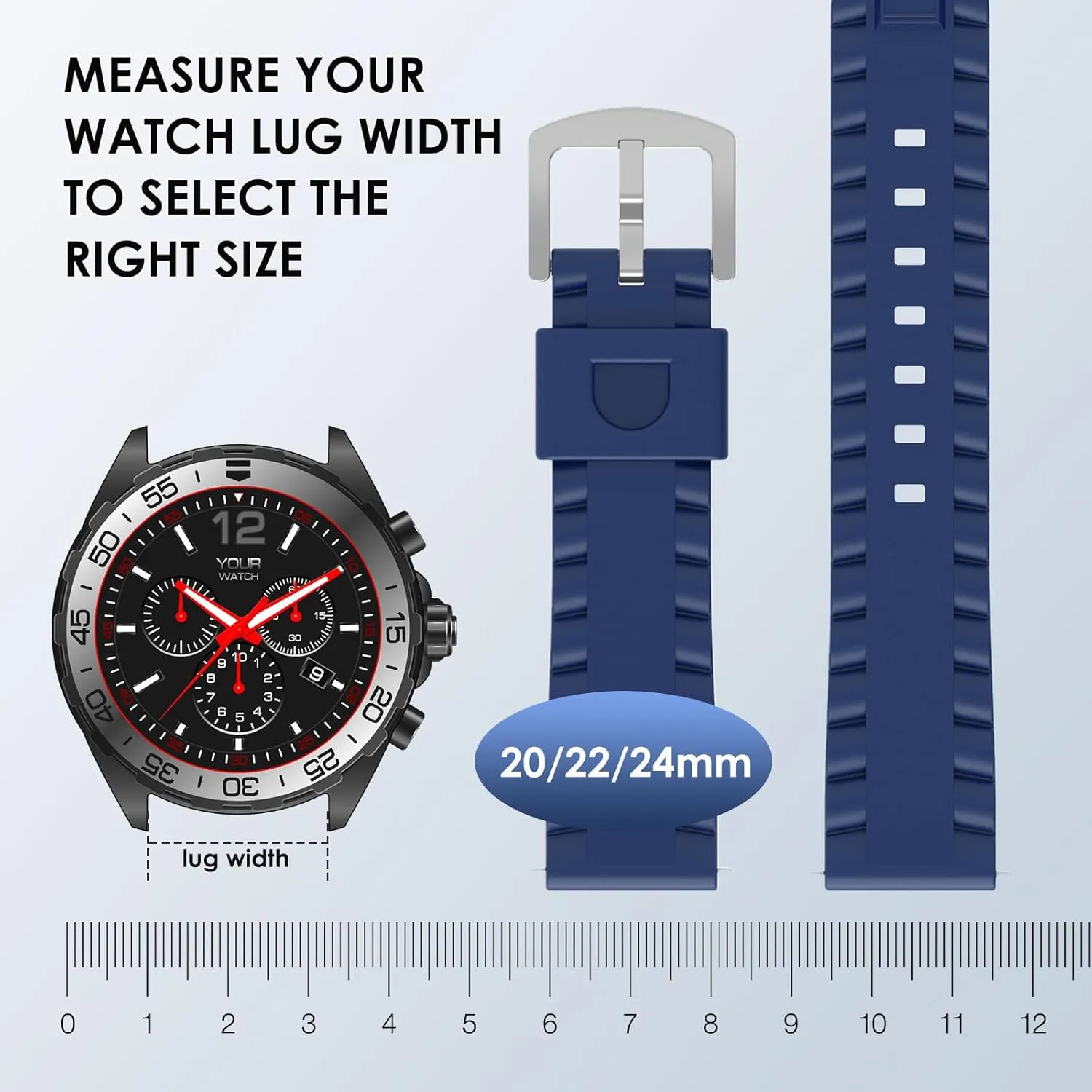 Quick Release Silicone Watch Bands Sport Watch Straps for Men Women 20mm 22mm 24mm Watch Band for Samsung Galaxy Watch for Garmin Watch for Huawei Watch and More, Black, Gray, Orange, Navy Blue