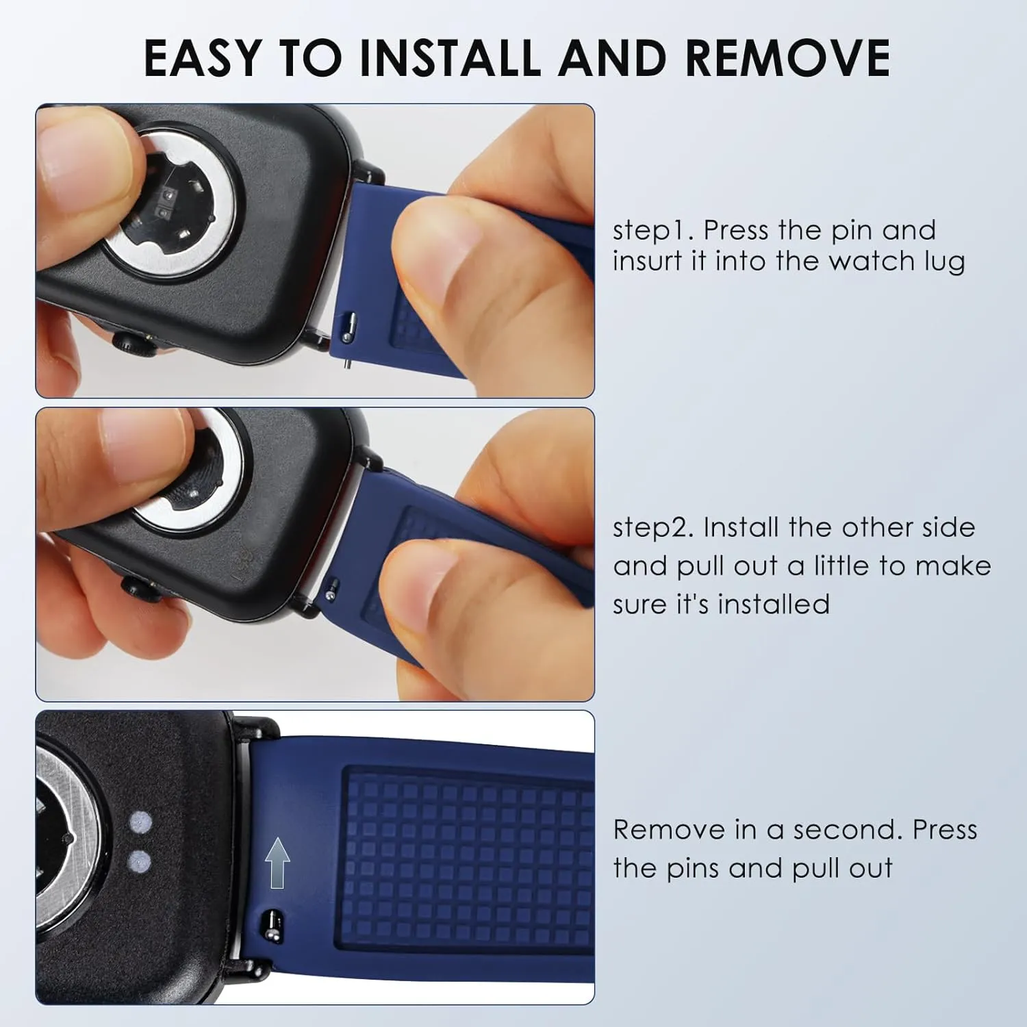 Quick Release Silicone Watch Bands Sport Watch Straps for Men Women 20mm 22mm 24mm Watch Band for Samsung Galaxy Watch for Garmin Watch for Huawei Watch and More, Black, Gray, Orange, Navy Blue