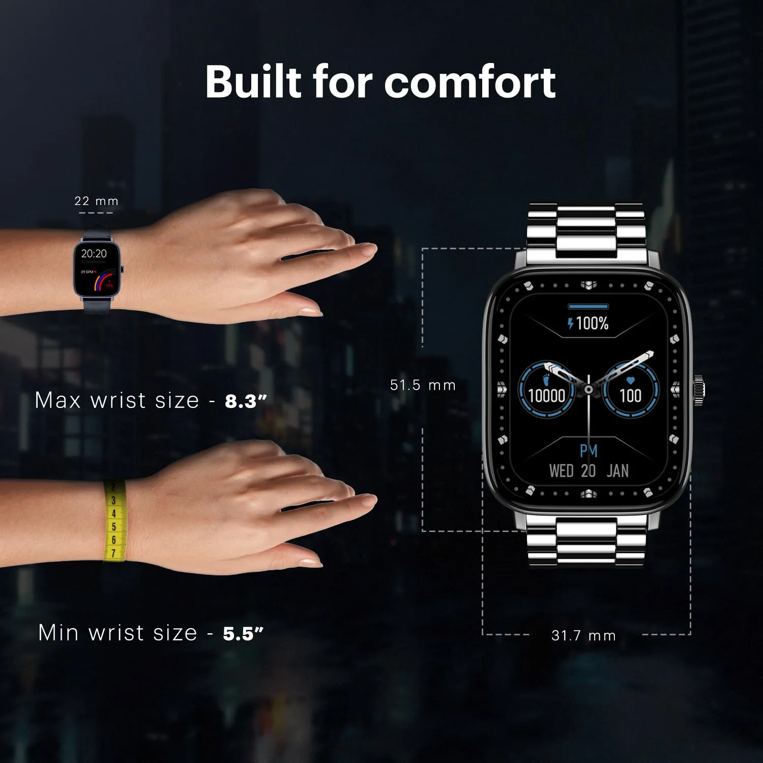 (Refurbished) Noise ColorFit Quad Call Smartwatch - Elite Rose Gold