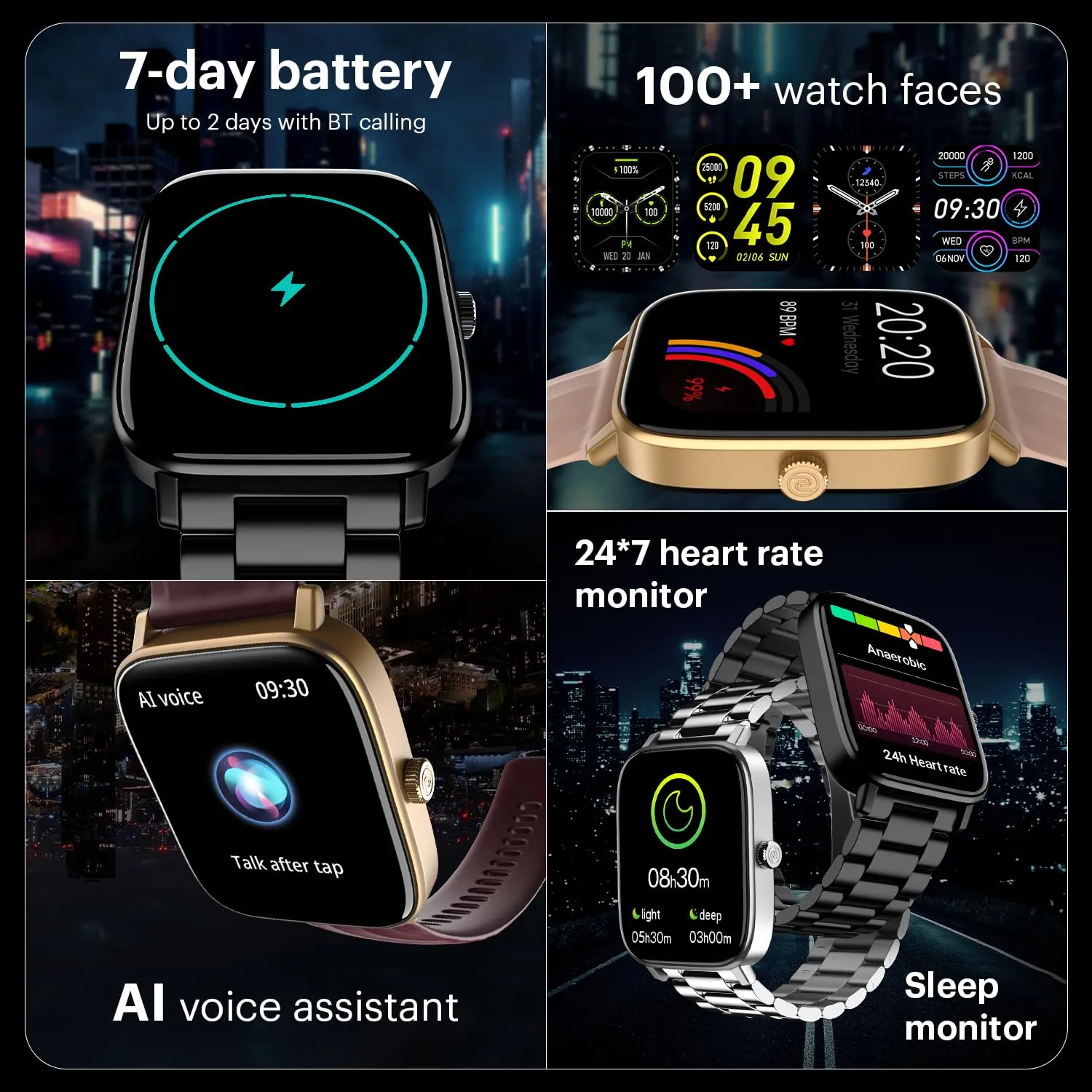 (Refurbished) Noise ColorFit Quad Call Smartwatch - Elite Rose Gold