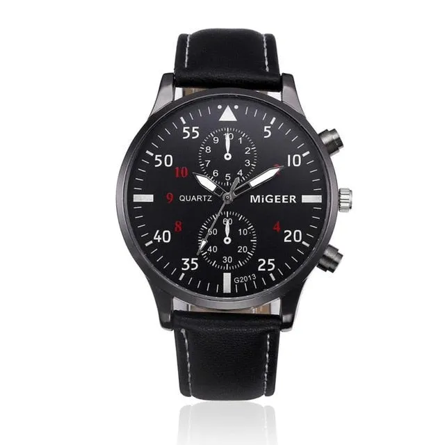 Retro Design Leather Band Watch For Men