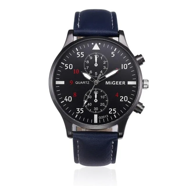Retro Design Leather Band Watch For Men