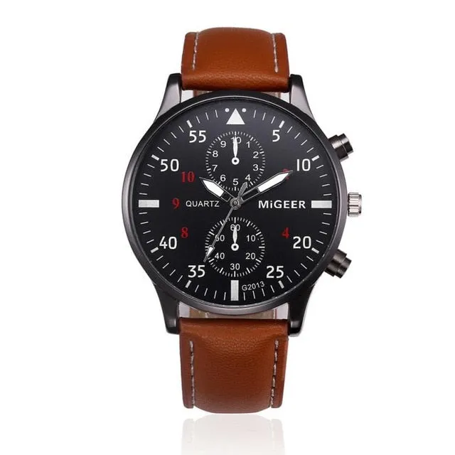 Retro Design Leather Band Watch For Men