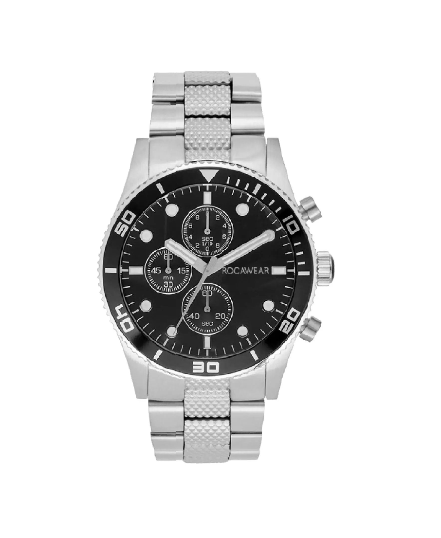 Rocawear Men's Shiny Silver Metal Bracelet Watch 46.5mm