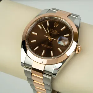 Rolex Datejust 41mm Two Tone Rose, Chocolate Dial & Oyster Band - 16301