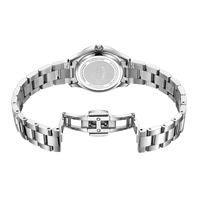 Rotary Ladies Stainless Steel Pink Dial & Diamond Watch