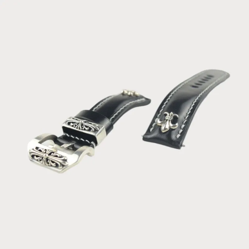 Shell Cordovan Watch Strap With Buckle And Ring - Black