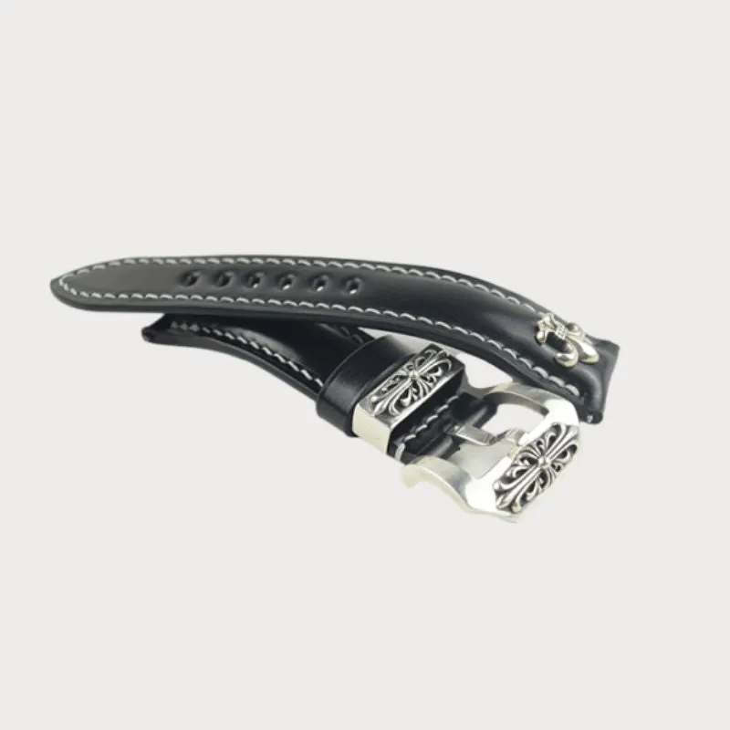 Shell Cordovan Watch Strap With Buckle And Ring - Black