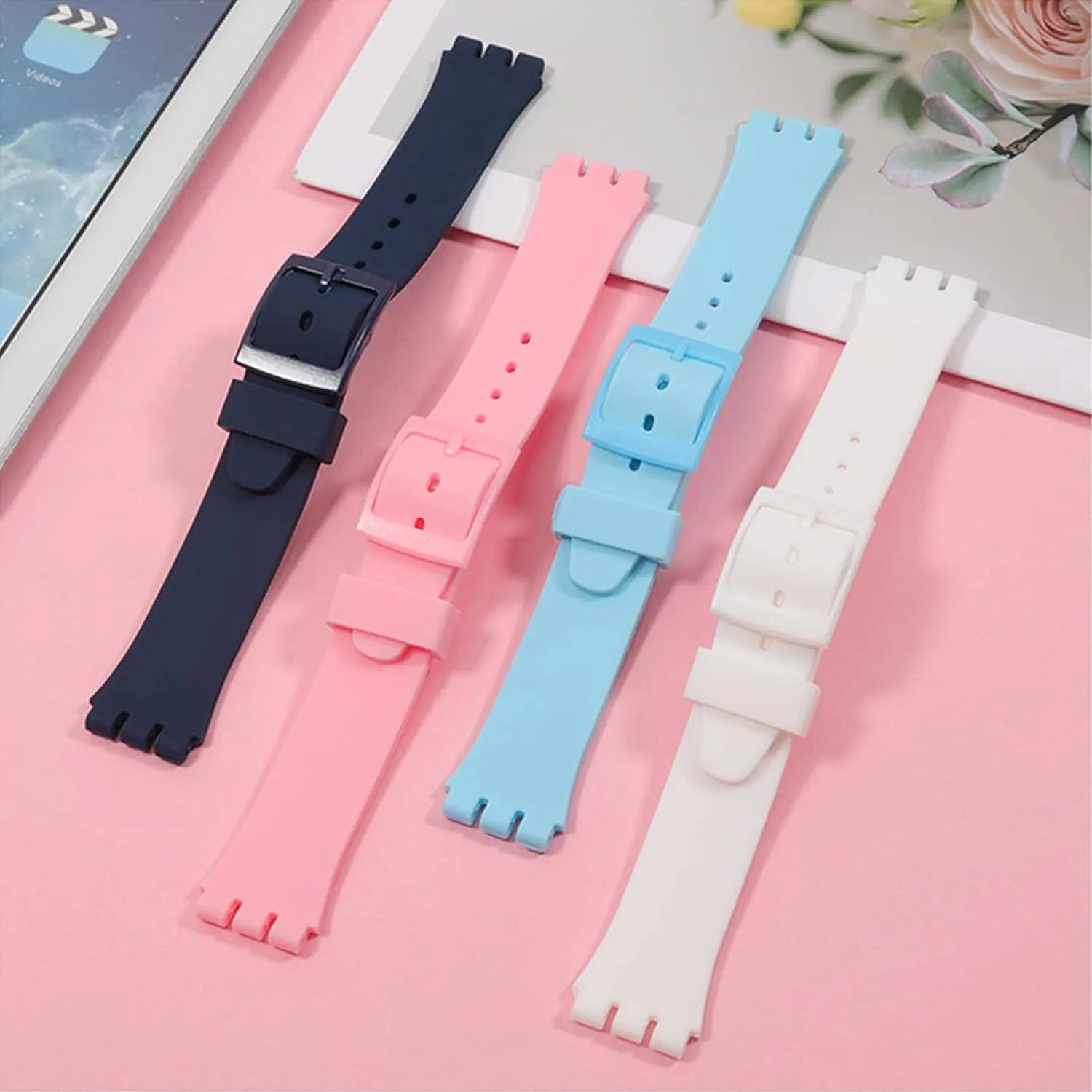 Silicone Band for Swatch 17mm 19mm 20mm, Replacement Waterproof Wristband Watch Strap for Swatch 20mm/19mm/17mm for Women Men