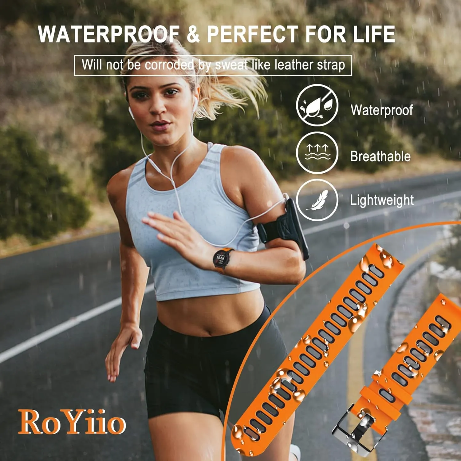 Silicone Watch Band 20 mm / 22 mm Quick Release Strap Soft Breathable Comfortable Sport Replacement Band for Men Women