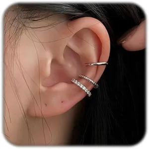 Silver Ear Cuff Earrings For Women Non Piercing Fake Earrings Sets Adjustable Clip On Wrap Earrings Silver Ear Cuff Earrings For Women Non Piercing Fake Earrings Sets Adjustable Clip On Wrap Earrings