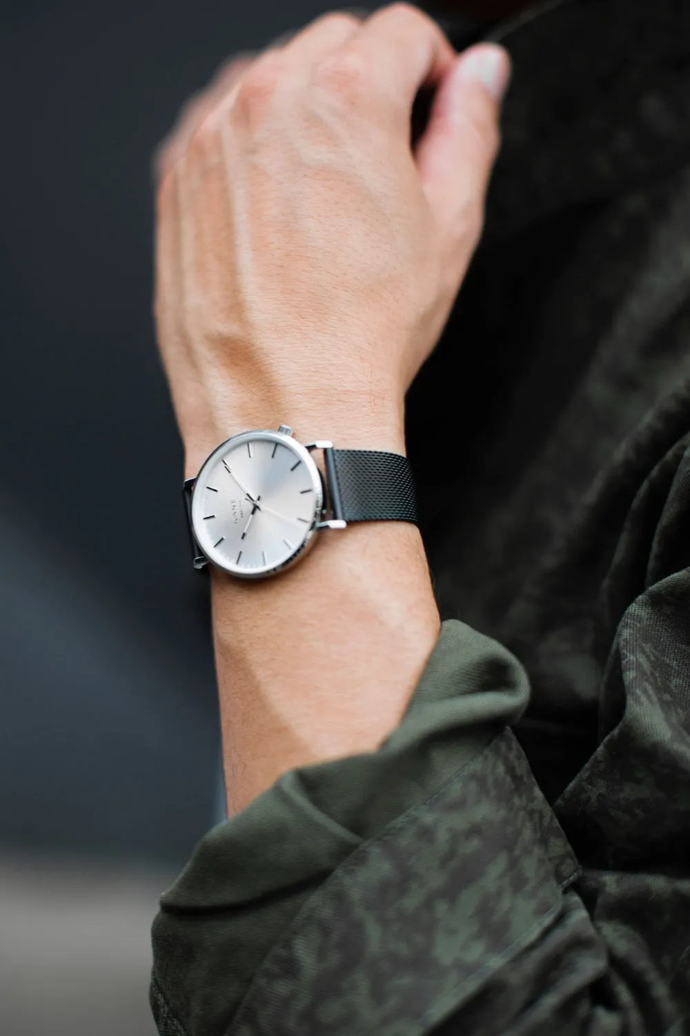 Silver Steel Black Mesh