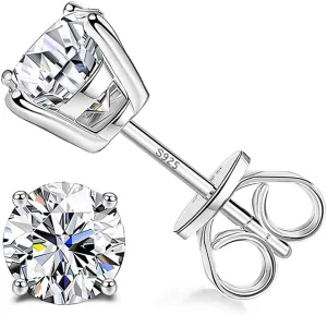 Sllaiss Sterling Silver Cubic Zirconia Stud Earrings for Women Men 14k White Gold Plated Round CZ Earrings for Sensitive Ear (6.5MM (2CT), SILVER) Sllaiss Sterling Silver Cubic Zirconia Stud Earrings for Women Men 14k White Gold Plated Round CZ Earrings for Sensitive Ear (6.5MM (2CT), SILVER)