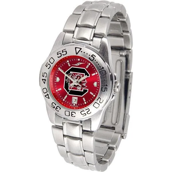 South Carolina Gamecocks Ladies AnoChrome  Steel Band Sports Watch