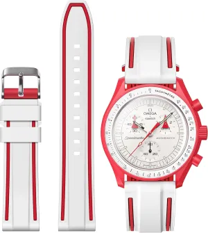 Stanchev Bands for Moonswatch Watch,Soft Silicone Strap Compatible with Omega x Swatch MoonSwatch Speedmaster 20mm Watch,Quick Release Waterproof Replacement Strap for Swatch Omega Men Women