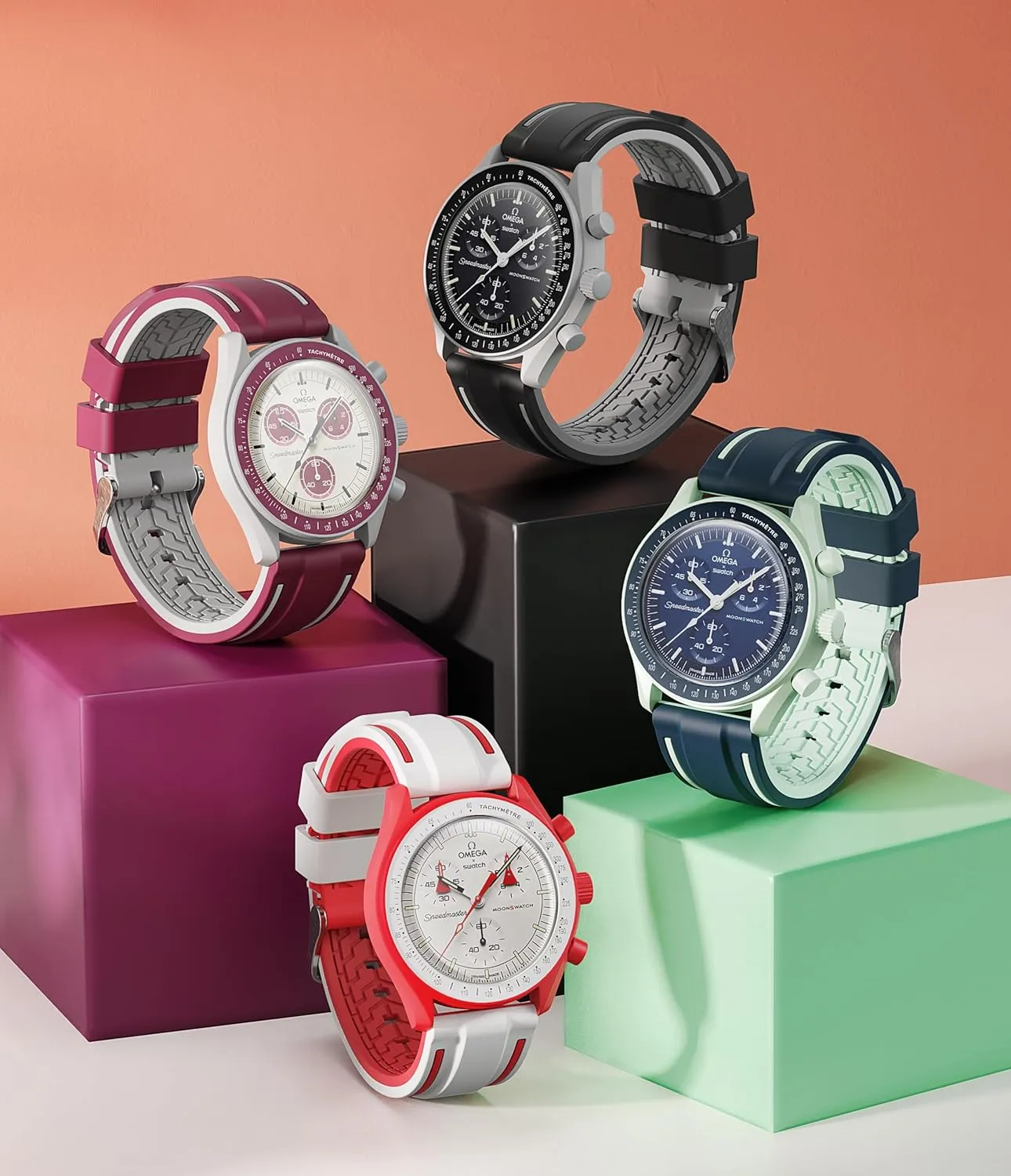 Stanchev Bands for Moonswatch Watch,Soft Silicone Strap Compatible with Omega x Swatch MoonSwatch Speedmaster 20mm Watch,Quick Release Waterproof Replacement Strap for Swatch Omega Men Women
