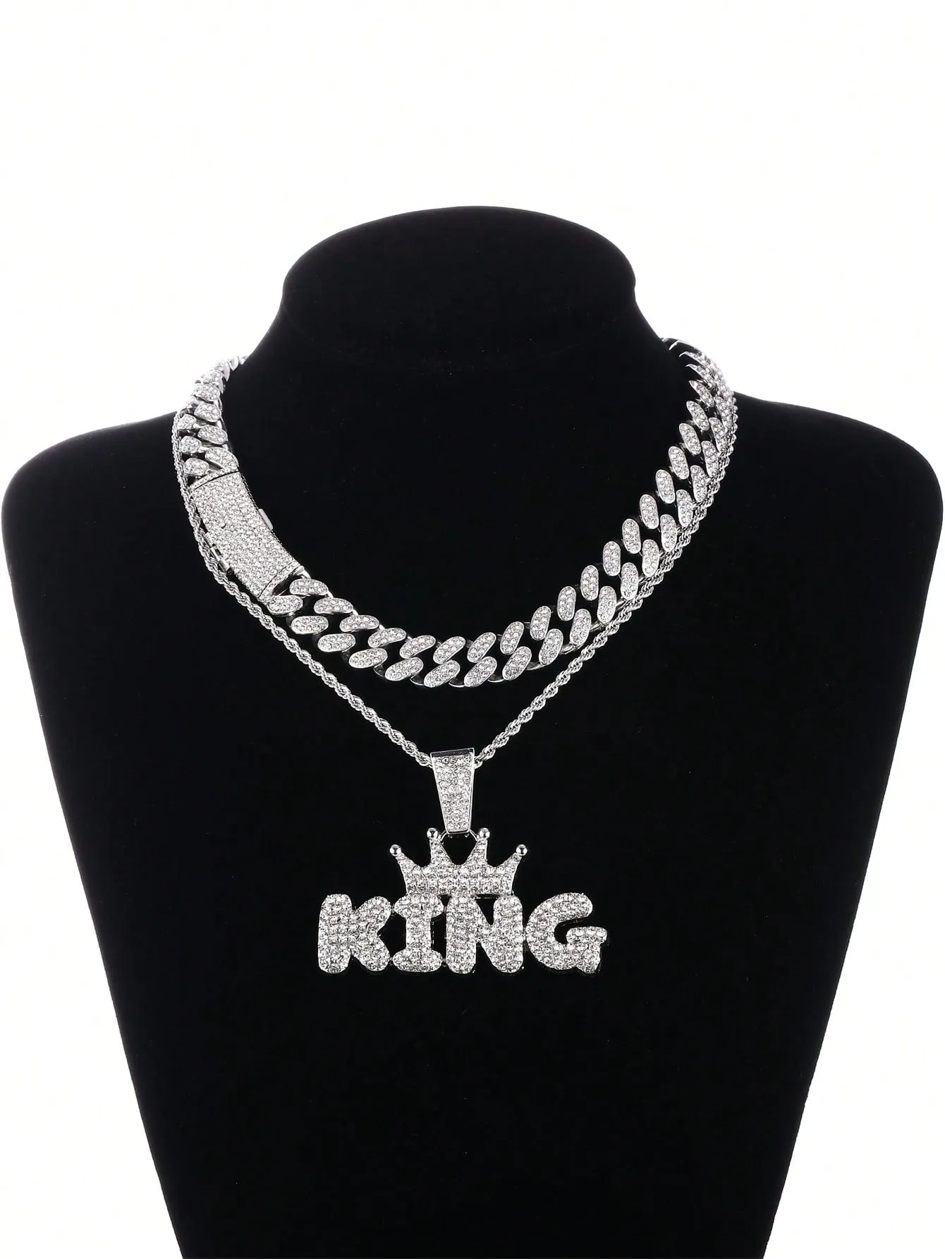 Strands Chain & 1pc Cool K Letter with Crown Pendant