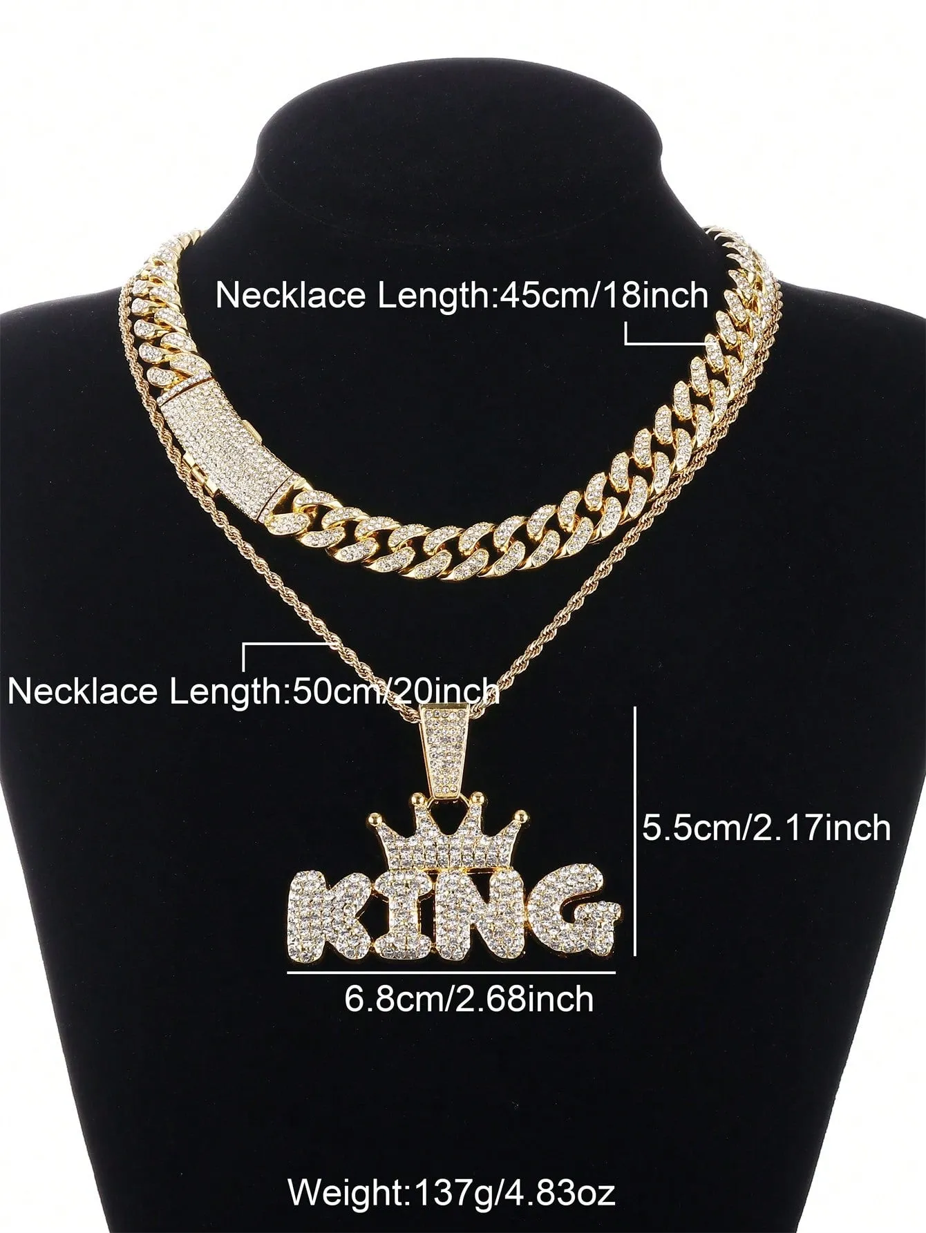 Strands Chain & 1pc Cool K Letter with Crown Pendant