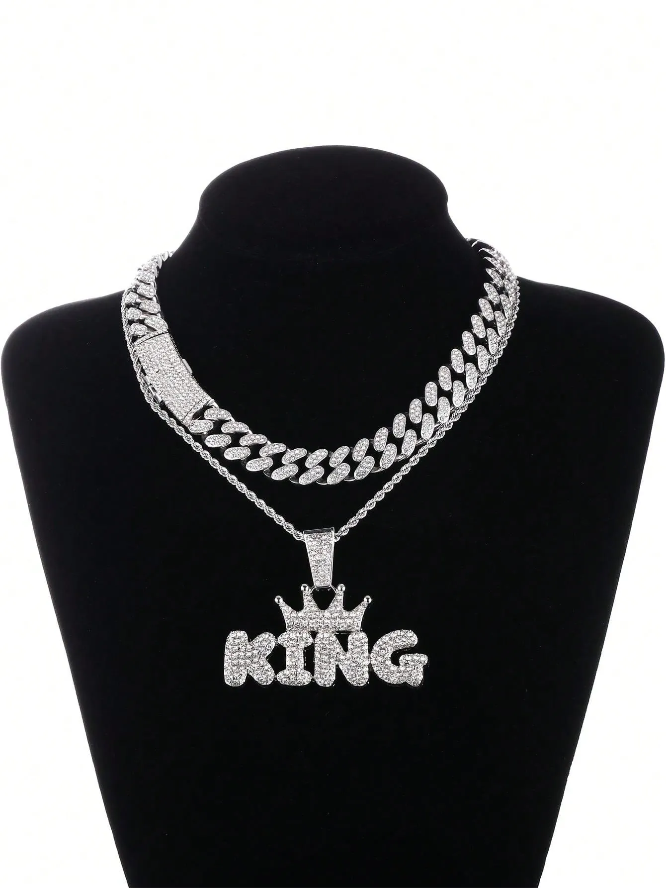 Strands Chain & 1pc Cool K Letter with Crown Pendant