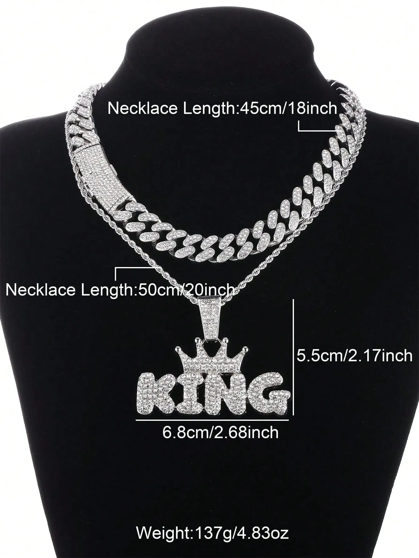 Strands Chain & 1pc Cool K Letter with Crown Pendant