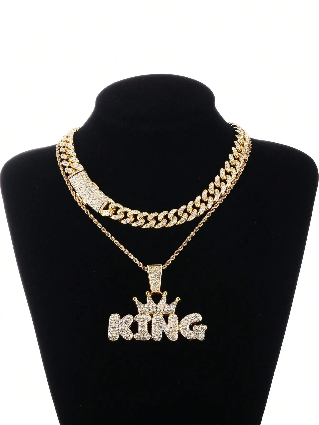 Strands Chain & 1pc Cool K Letter with Crown Pendant