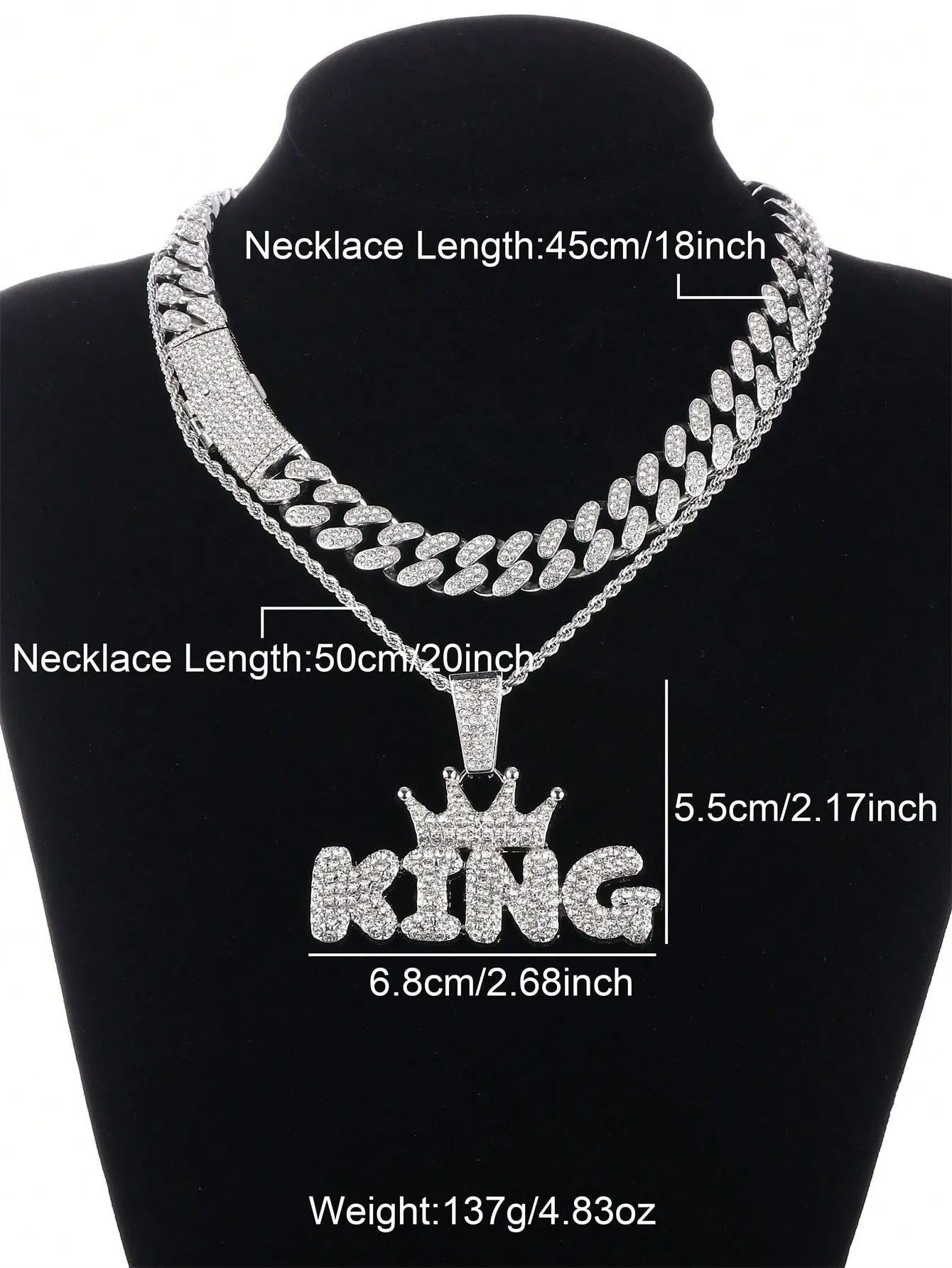 Strands Chain & 1pc Cool K Letter with Crown Pendant