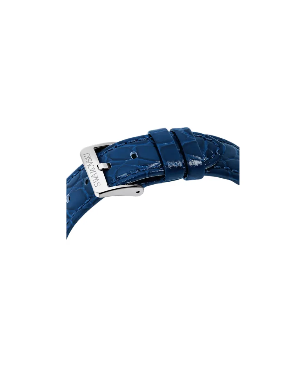 SWAROVSKI OCTEA MOON WATCH, SWISS MADE, MOON, LEATHER STRAP, BLUE, BLUE FINISH