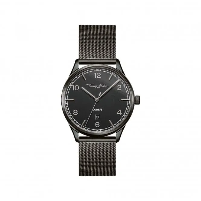 Thomas Sabo CODE Total Black Milanese Metal Watch WA0342-202-203