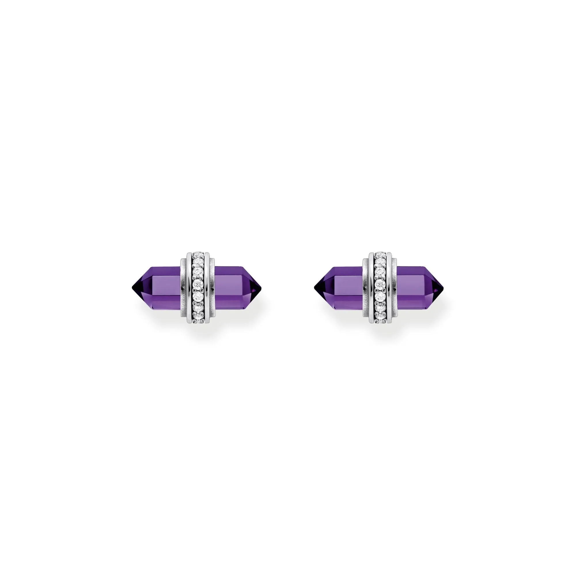 THOMAS SABO Crystal Stud Earrings with Imitation Amethyst Silver