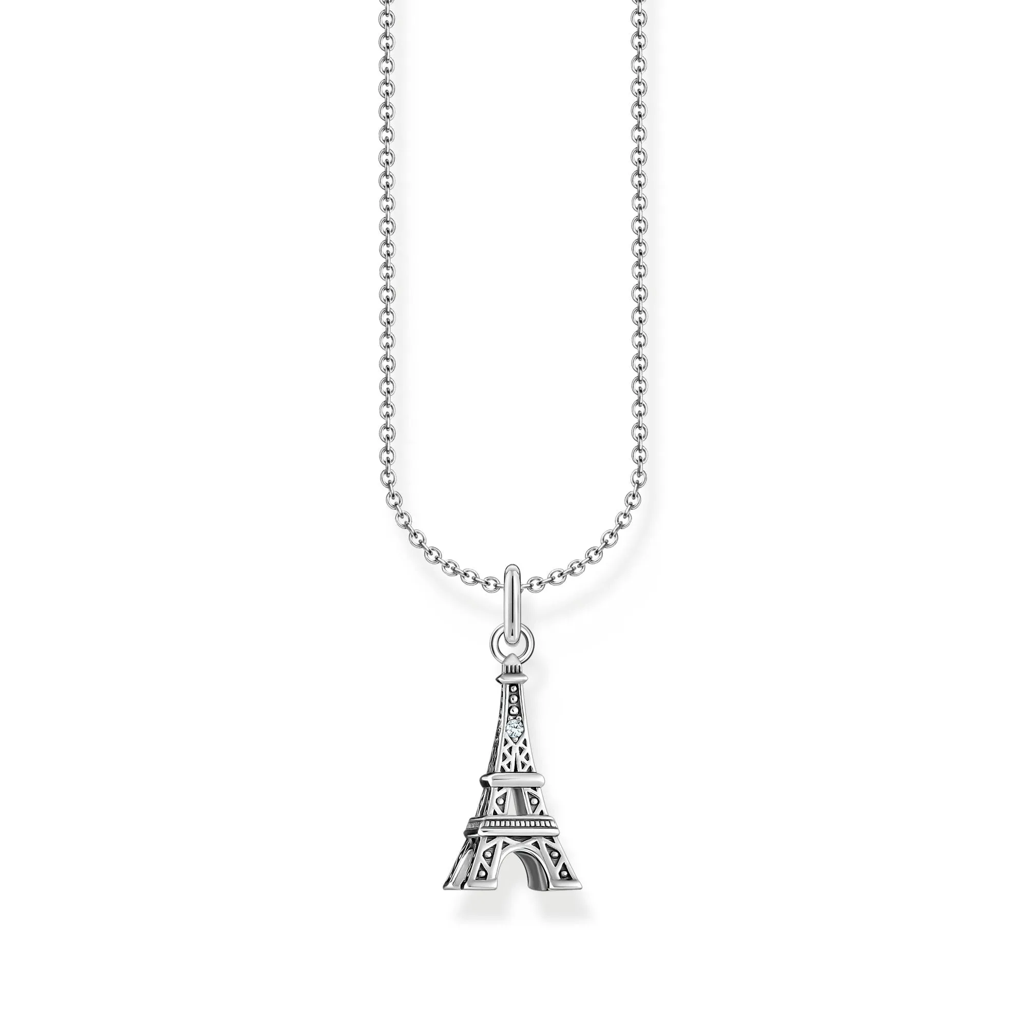 THOMAS SABO Necklace with Eiffel Tower pendant and zirconia - silver