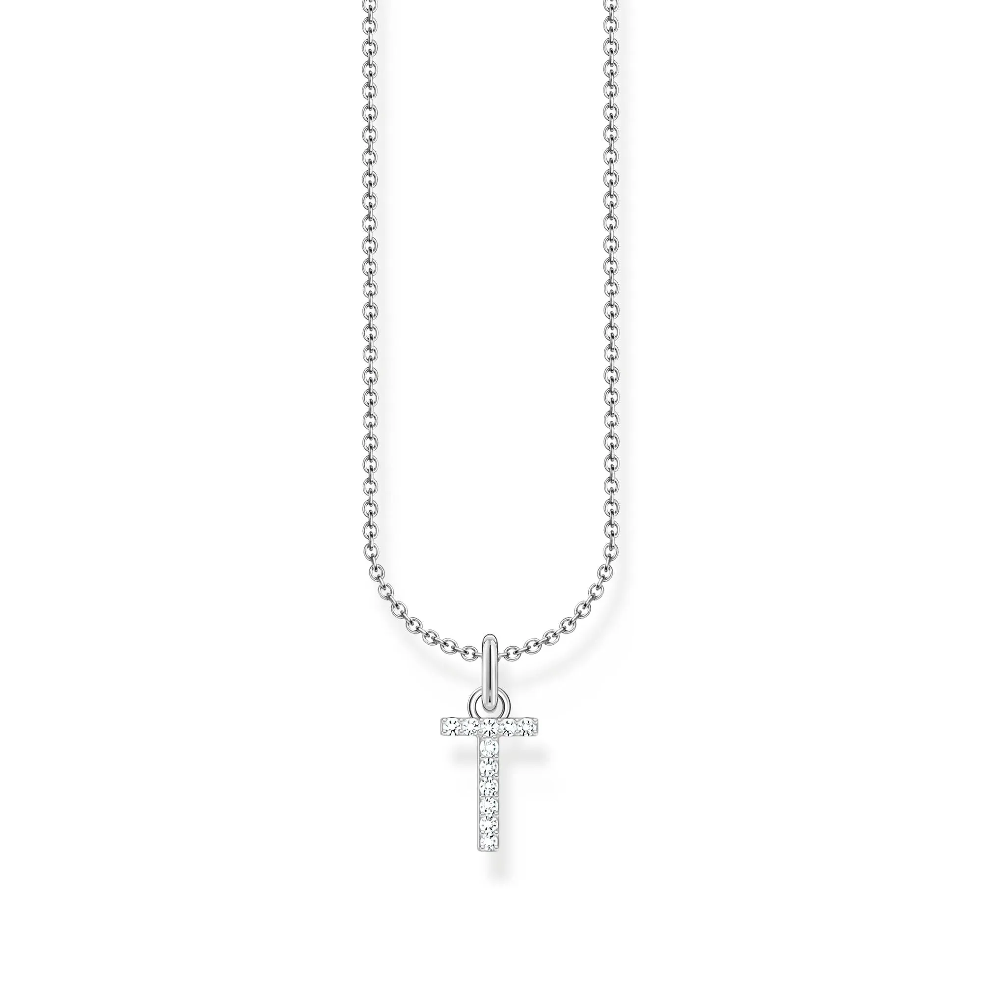 THOMAS SABO Necklace with letter pendant T and white zirconia - silver