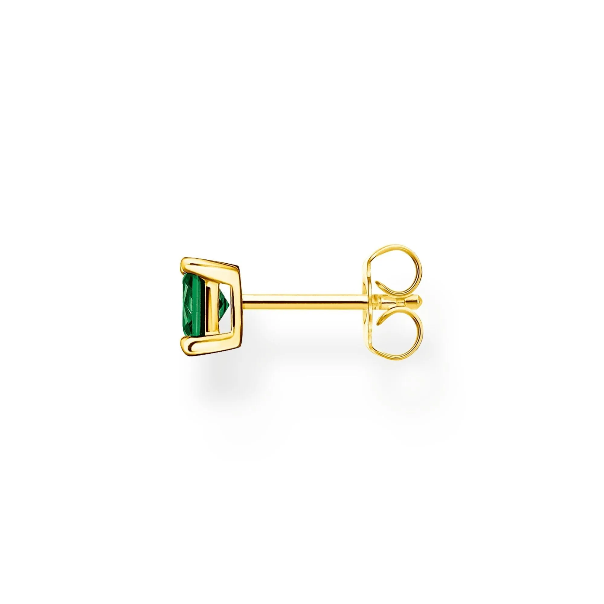 THOMAS SABO Single ear stud with green stone gold