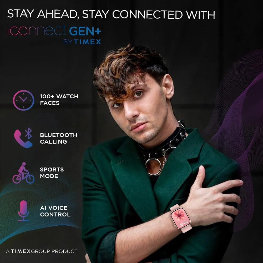 TIMEX iConnect Gen  Smartwatch|2.01" TFT Display with 240x296 Pixel Resolution|Single Sync Bluetooth Calling|AI Voice Assist|100  Sports Modes|200  Watchfaces|Upto 7 Days Battery(Normal Usage)