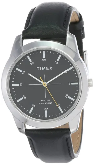 TIMEX Men Leather Analog Black Dial Watch-Tw00Zr263E, Band Color-Black