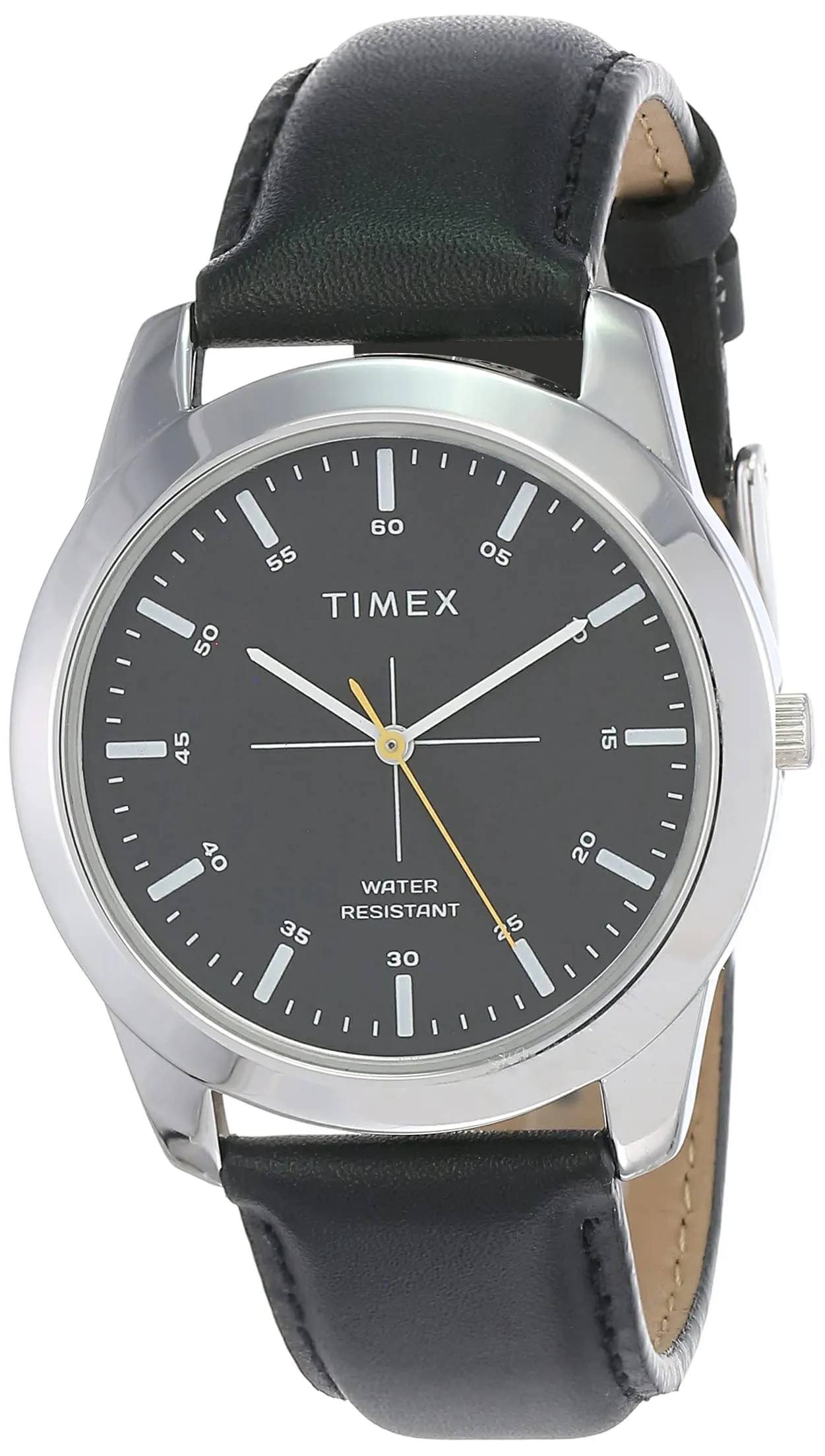 TIMEX Men Leather Analog Black Dial Watch-Tw00Zr263E, Band Color-Black