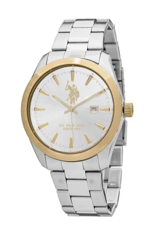 US POLO ASSN. MEN'S  STAINLESS STEEL BAND WITH S.S. PERSONALIZED BUCKLE