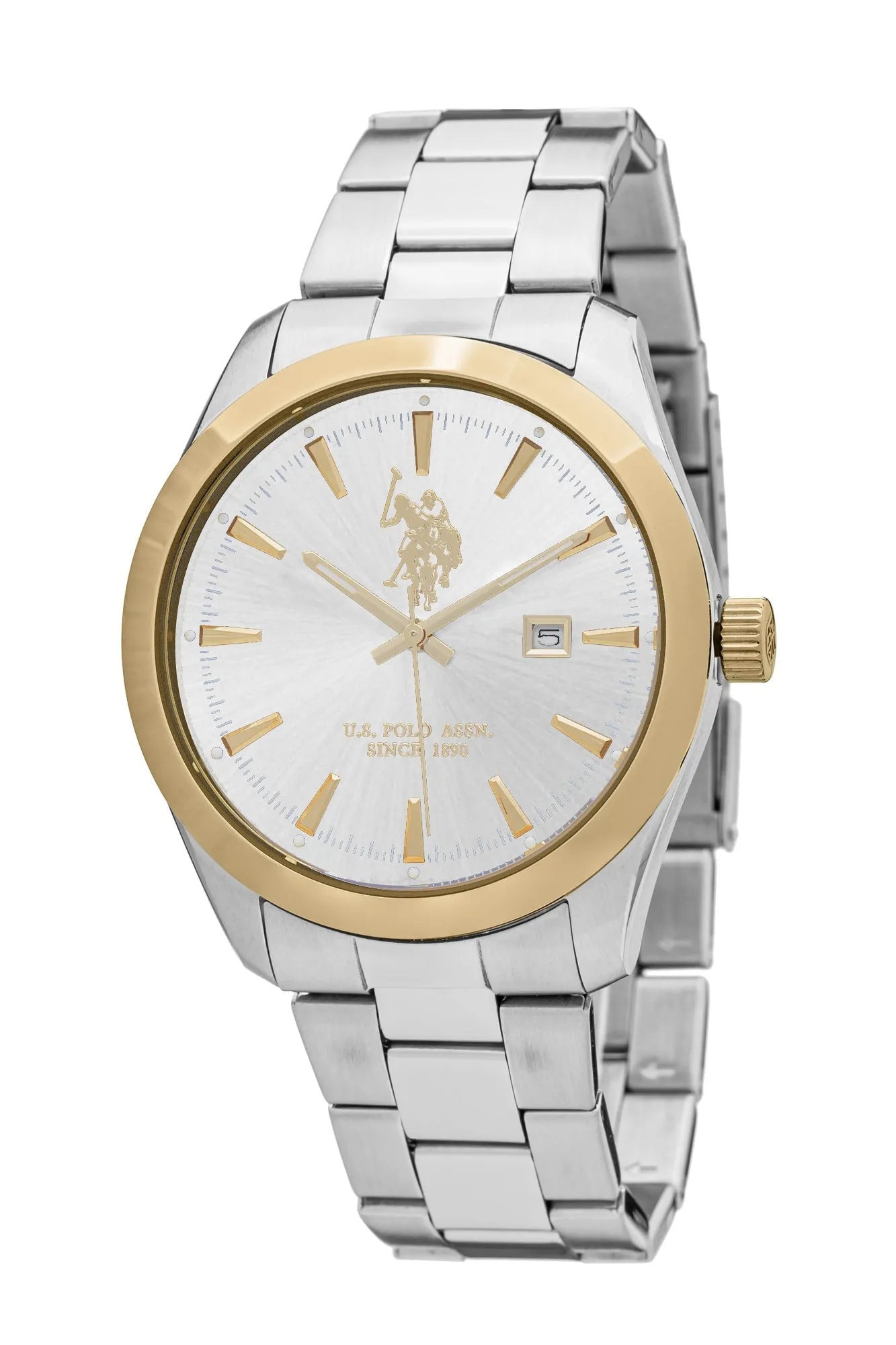 US POLO ASSN. MEN'S  STAINLESS STEEL BAND WITH S.S. PERSONALIZED BUCKLE