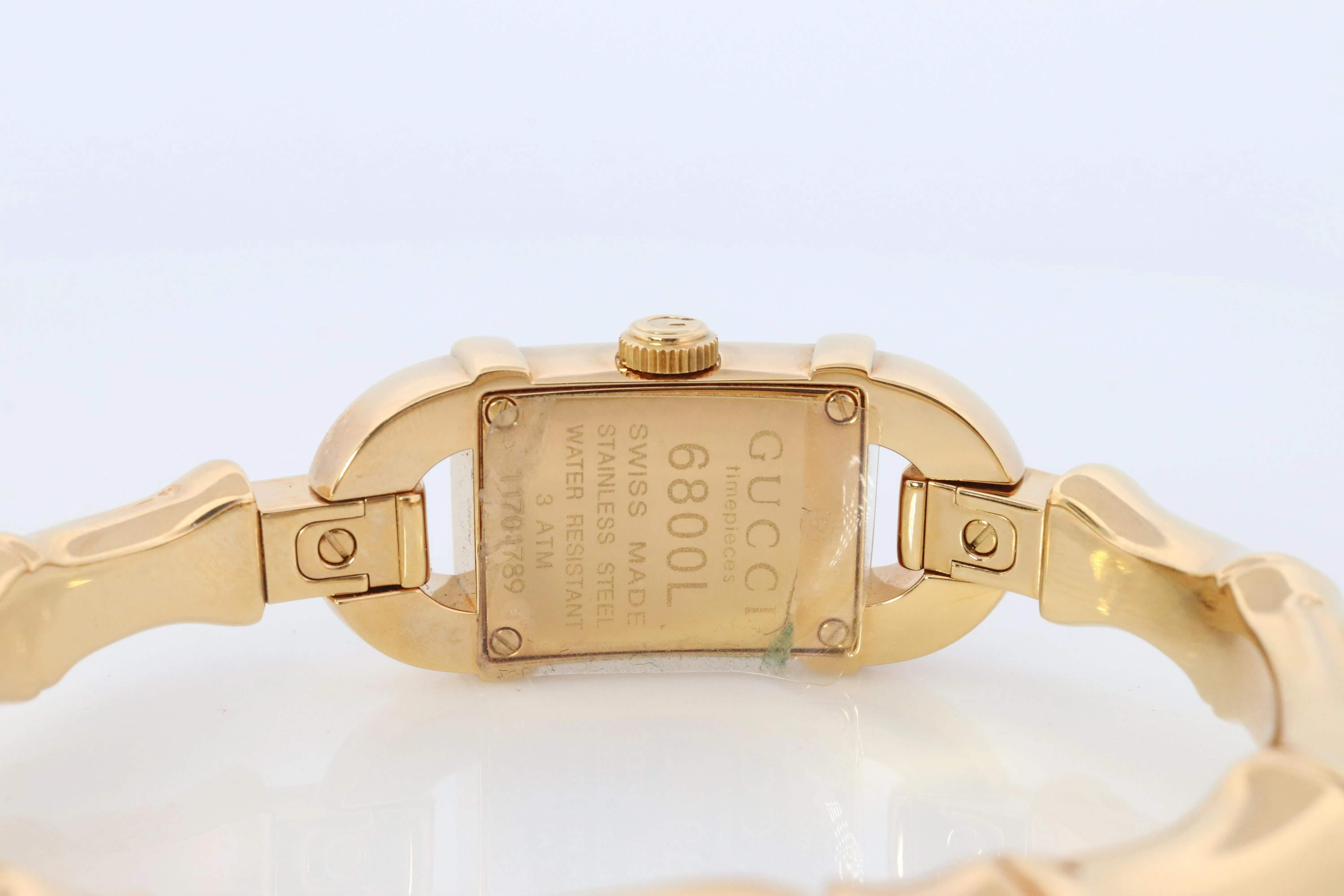 Vintage GUCCI Bangle 6800L Watch Gucci Ladies Bangle Gold Tone Bamboo Wristwatch