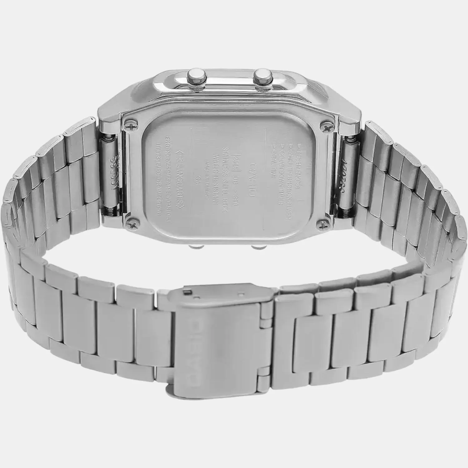 Vintage Silver Digital Unisex Stainless Steel Watch DB27 - DB-360-1ASDF