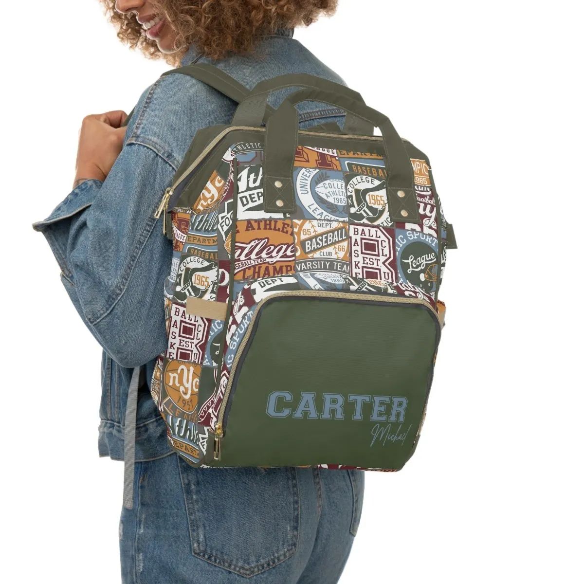 Vintage Sports Personalized Backpack Diaper Bag