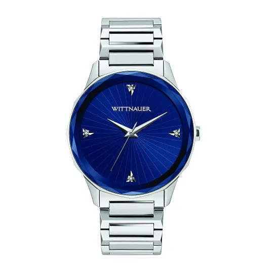 Wittnauer with 42MM Blue Round Dial Stainless Steel Watch Band. WN3103
