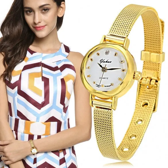 Women Lady Fashion Slim Elegant Small Dial Quartz Analog Wrist Watch